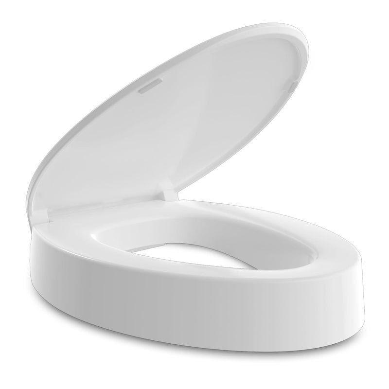 Ccbello ELONGATED toilet seat risers for seniors Slow Close Elevated toilet seat Heavy Duty Never Loosen Raised toilet seat elongated bowl White185